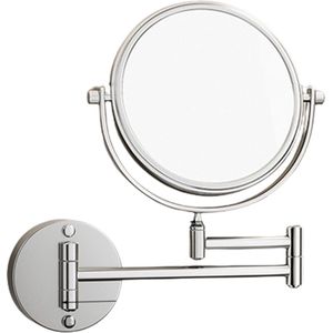 Make-up wandspiegel - Scheerspiegel douche - Uitklapbaar wandmodel - Zilver - 15cm