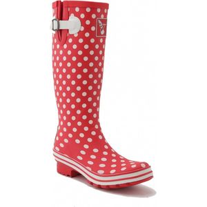 Rode regenlaars met witte stip (ditsy dots) van Evercratures 42