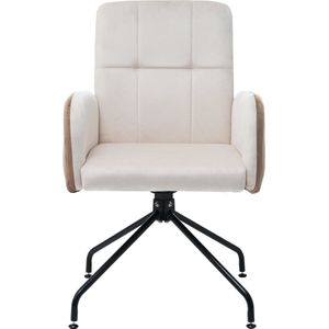 Merax set van 2 fluwelen draaistoelen - Beige met ergonomische rugsteun en afneembare armleuningen - Luxe design voor woonkamer en bureau