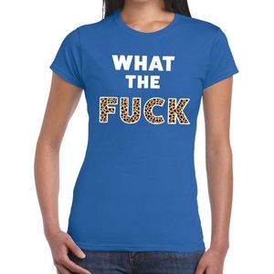What the Fuck tijger print tekst t-shirt blauw dames - dames shirt What the Fuck tijger print S