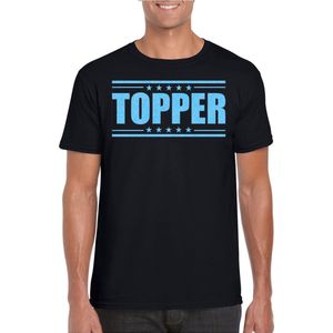 Toppers - Bellatio Decorations Verkleed T-shirt voor heren - topper - zwart - blauwe glitters - feestkleding XXL