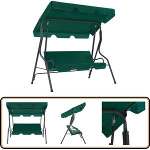 vidaXL Schommelbank - Groen - 170x110x153 cm Schommelbank - Tuinschommelbank - Balkon Bank - Relaxfauteuil - Lounge Set