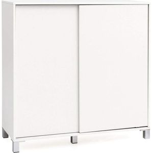 Schoenenkast - Schoenenrek - 5 legplanken - Schuifdeuren - Wit - 100x37.5x108 cm