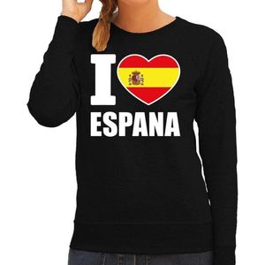 I love Espana supporter sweater / trui voor dames - zwart - Spanje landen truien - Spaanse fan kleding dames L