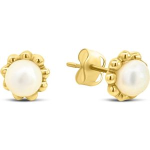 Silventi 9NBSAM-G230290 Gouden Oorknopjes met Parel - Parel 4,2mm - 6mm Doorsnee - 14 karaat - Goud