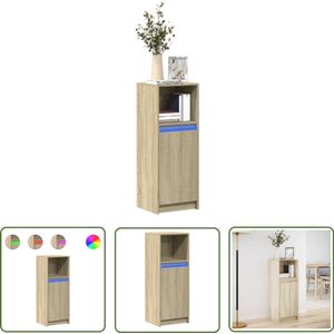 vidaXL Kast - Dressoir - Dressoir met LED 38x34x100 cm bewerkt hout sonoma eikenkleurig - Salontafel - Led Verlichting - Sonom Eiken