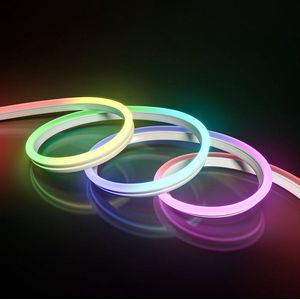 HOFTRONIC - Halo Neon LED Strip 10m - WiFi & Bluetooth - RGBWW - Met afstandsbediening - IP65 voor binnen en buiten - RGBIC LED Strip - Neonflex - Smart Strip - Slimme verlichting