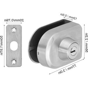 Push Schuifpoort Slot Antidiefstal Anti Pry Foam Pad Rvs Frameloze Glazen Deursloten voor 10-12mm Glas - Sterke Beveiliging .