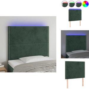 vidaXL Hoofdbord - Hoofdborden - Hoofdeinde - Houten Hoofdbord - Hoofdbord LED 90x5x118/128 cm fluweel donkergroen
