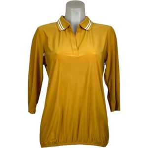 Angelle Milan – Travelkleding voor dames – Gele Sportieve blouse met Band – Ademend – Kreukvrij – Duurzame Jurk - In 5 maten - Maat XL