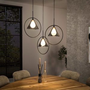 PS-Collection Ring Getrapt Tapse Kap 3L Hanglamp - 45x45x180cm - Smoke Grey - Glas - hanglampen eetkamer, hanglamp zwart, hanglampen woonkamer, hanglamp slaapkamer, hanglamp rotan, hanglamp hout, hanglamp industrieel