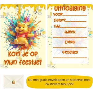 Uitnodiging kinderfeestje - Kinderfeest - Uitnodigingen - Verjaardag - Inclusief enveloppen - Eigen design en print - Wenskaart- Jongens / Meisjes - 16 stuks - A6