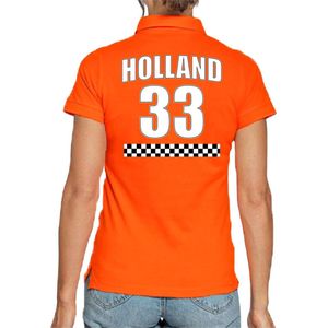 Oranje race supporter poloshirt - nummer 33 - Holland / Nederland fan shirt / kleding voor dames XS