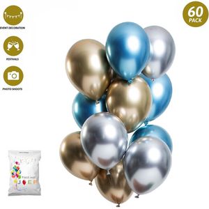 FeestmetJoep® 60 stuks ballonnen Goud & Zilver – Verjaardag Versiering