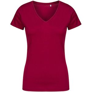 Women´s V-hals T-shirt met korte mouwen Berry - L