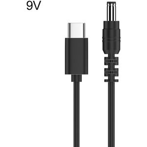 USB-C naar DC - 5.5 x 2,1 mm - 9V voedingskabel power adapter kabel oplader - Universeel - 150 CM - zwart