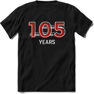 104 Years - Feest kado T-Shirt Heren / Dames - Rood / Grijs - Perfect Verjaardag Cadeau Shirt - grappige Spreuken, Zinnen en Teksten. Maat L