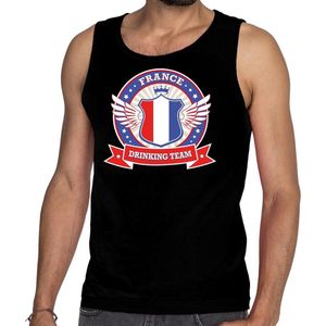 Zwart France drinking team tanktop / mouwloos shirt zwart heren - Frankrijk kleding XXL