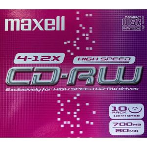 Maxell CD-RW 700MB 80Min 1-10x HighSpeed JC 10pk 10 stuk(s)