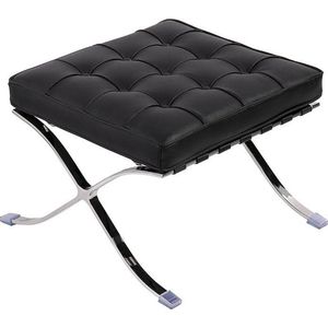 OHNO Furniture Chicago Ottoman Lounge Poef - Imitatieleer, RVS, Zwart