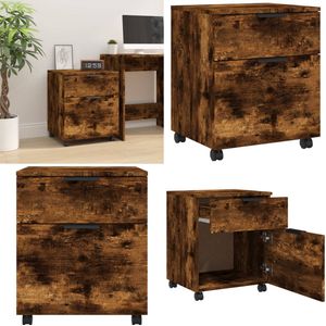vidaXL Dossierkast verrijdbaar 45x38x54 cm bewerkt hout gerookt eiken - Dossierkast - Dossierkasten - Opberg Kast - Opbergkast