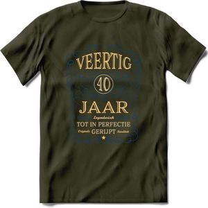 40 Jaar Legendarisch Gerijpt T-Shirt | Royal Blue - Ivoor | Grappig Verjaardag en Feest Cadeau Shirt | Dames - Heren - Unisex | Tshirt Kleding Kado | - Leger Groen - S