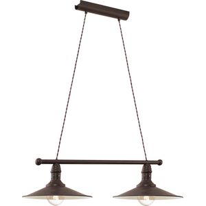 EGLO Vintage Stockbury Hanglamp - 2 Lichts - E27 - Lengte 800mm. - Antiek Bruin Beige