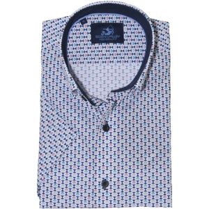 Eden Valley - Korte Mouw Overhemd - Heren - L - Blauw - Katoen - 216147-39 Modern fit