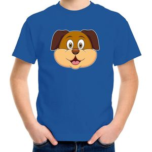 Cartoon hond t-shirt blauw voor jongens en meisjes - Kinderkleding / dieren t-shirts kinderen 134/140