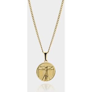 Vitruvius Hanger Ketting - Gouden Ketting - 50 cm lang - Ketting Heren met Hanger - Griekse Mythen - Olympus Jewelry