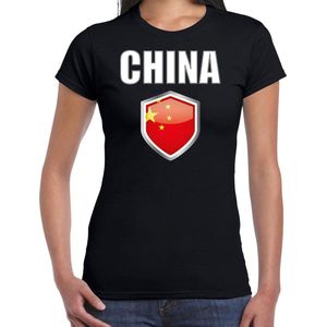 China landen t-shirt zwart dames - Chinese landen shirt / kleding - EK / WK / Olympische spelen China outfit S