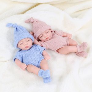 Set van 2 mini reborn babypoppen - Tweeling - 20 centimeter - Full body vinyl - Blauw & Roze