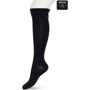 Bonnie Doon Dames Katoenen Kniekousen met Strik Zwart maat 36/42 - Knie Kousen - Satijnen Strik - Knie Sokken - Uitstekend draagcomfort - Bow Knee High - Kniesokken - Zakt niet af - Black - BN851507.101