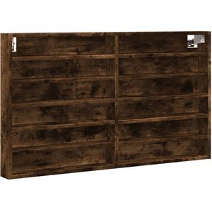 vidaXL Vitrinekast 100x8,5x58 cm bewerkt hout gerookt eikenkleurig - Vitrinekast - Vitrinekasten - Vitrine - Display Kast