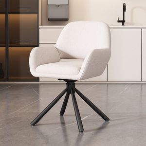 Sweiko Stoel, 360° rotatie, Sherpa stof, 1-delig, met armleuningen, modern en minimalistisch, eetkamerstoel, bureaustoel, slaapkamer stoel, wit