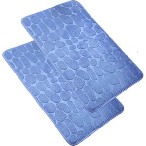 Badmat, multifunctionele mat, absorberende mat, huismat, antislipmat 60 x 40, antislipbadmatten (lichtblauw x2)...