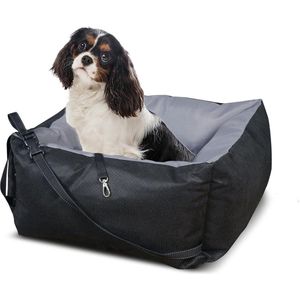 Hondenautostoel comfortabele transporter voor kleine honden in de auto hondenbed auto 55 x 55 cm grijs met veiligheidsgordel