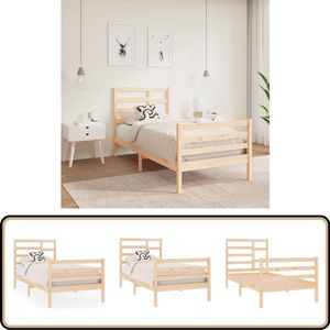 vidaXL Bedframe Massief Grenen 90x190 cm Houten Bedframe - Enkel Bed - Massief Grenenhout - Bedbank - Kinderkamer Meubels