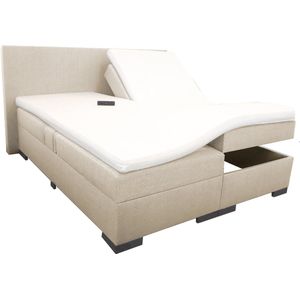 Elektrische Boxspring Milano - 140x200 cm - Heerlijke HR50 koudschuim topper - Kleur: zand