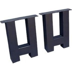 H tafelpoot metaal eetkamerbank 8x8 Set - Zwart
