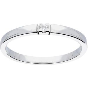 Glow ring met diamant solitaire - 0.02ct - G/SI - witgoud 14kt - mt 56