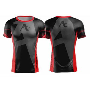 T-shirt Arawaza | dry-fit | zwart-rood (Maat: L)