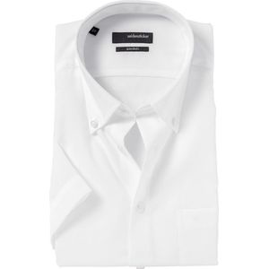 Seidensticker regular fit overhemd - korte mouw met button-down kraag - wit - Strijkvrij - Boordmaat: 40