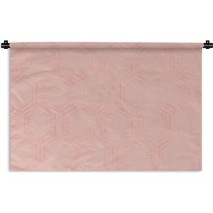 Wandkleed Luxe patroon - Luxe patroon van glimmende en roze zeshoeken tegen een roze achtergrond Wandkleed katoen 120x80 cm - Wandtapijt met foto