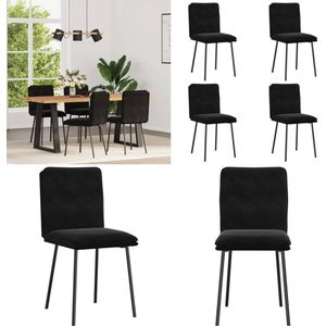 vidaXL Eetkamerstoelen 4 st fluweel zwart - Eetkamerstoel - Eetkamerstoelen - Dinerstoel - Stoel
