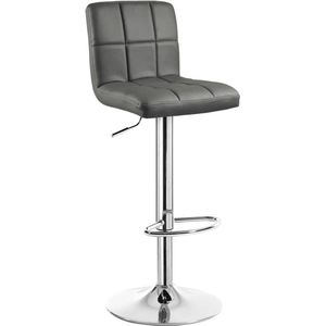 Barkruk - Tegenkruk - In Hoogte Verstelbare Draaikruk - Kunstleer Zitting - Ergonomische Voetsteun - Stabiel - Wit/Grijs/Zwart - 92-114cm x 44cm x 38cm