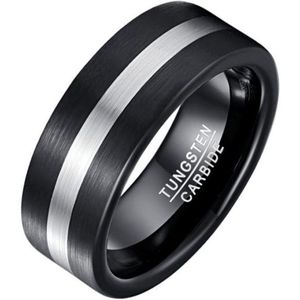 Mendes heren ring geborsteld Wolfraamcarbide Zwart Zilverkleurig-21.5mm