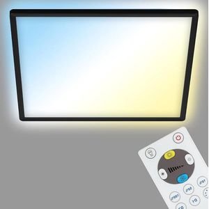 LED paneel plafondlamp dimbaar met achtergrondlicht incl. afstandsbediening - 18 watt - 2400 lumen - wit-zwart - 293x293x28mm (LxBxH)