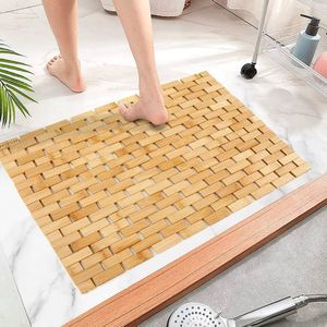 Bamboo Wooden Bath Mat/Door Mat | Non Slip Quick Drying Mat | Size : 50 * 70 cms | Pack of 1, Natural Brown