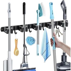 Bezemhouder - Bezem Ophangsysteem - Bezemhouder ophangsysteem - Tuingereedschap Ophangsysteem - Gereedschapshouder - RVS - Tuin